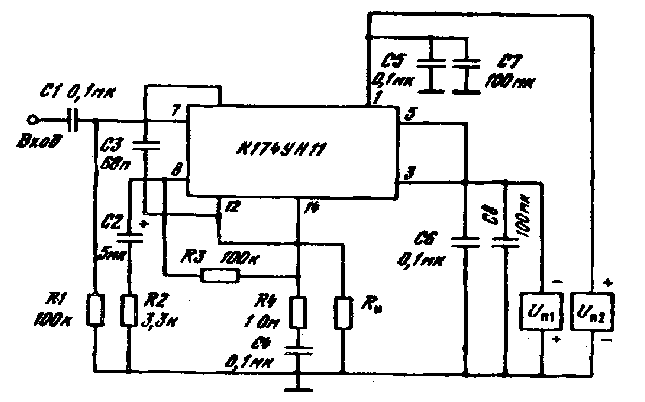 Схема включения к174ур1